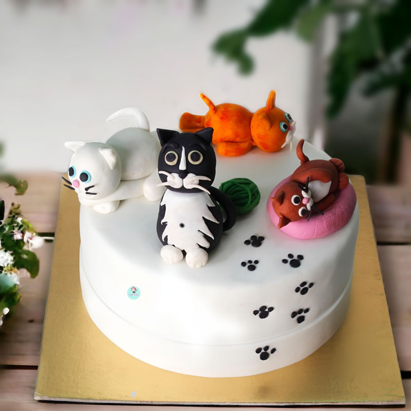 White-Cats-Theme-Cake